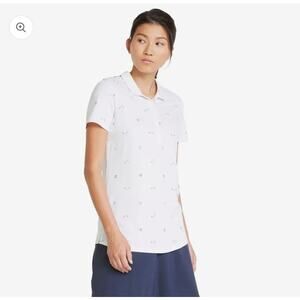 NWT PUMA Golf UPF40 Cloudspun H8 short sleeve polo shirt - white / navy - LARGE